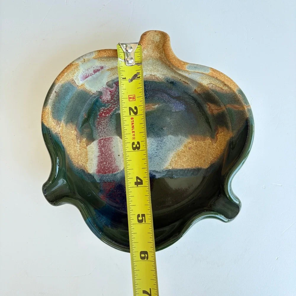 Ayers Pottery Steve Ayers Handmade Stoneware Brie Baker Green Multi Glaze 2003